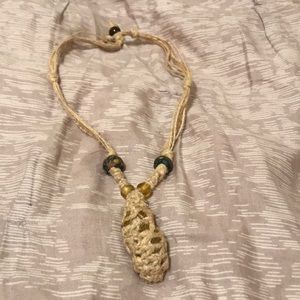 Hemp necklace, glass beads